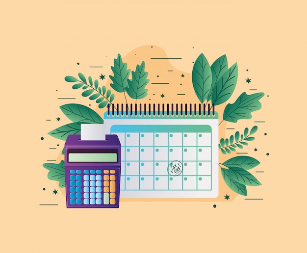 Calculadora de calendario fiscal y hojas de diseño vectorial