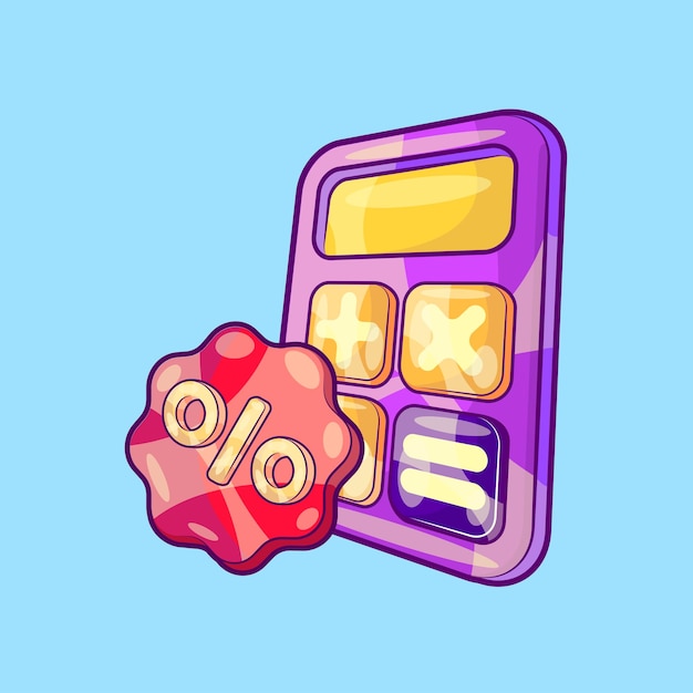 Calculadora con descuento Porcentaje Starburst Etiqueta Vector Negocios e Ilustración de elementos financieros