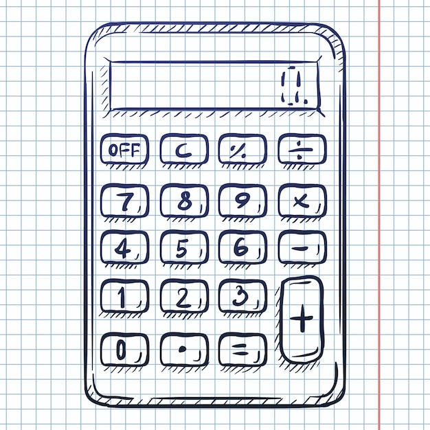 Calculadora de dibujo vectorial sobre fondo a cuadros | Vector Premium