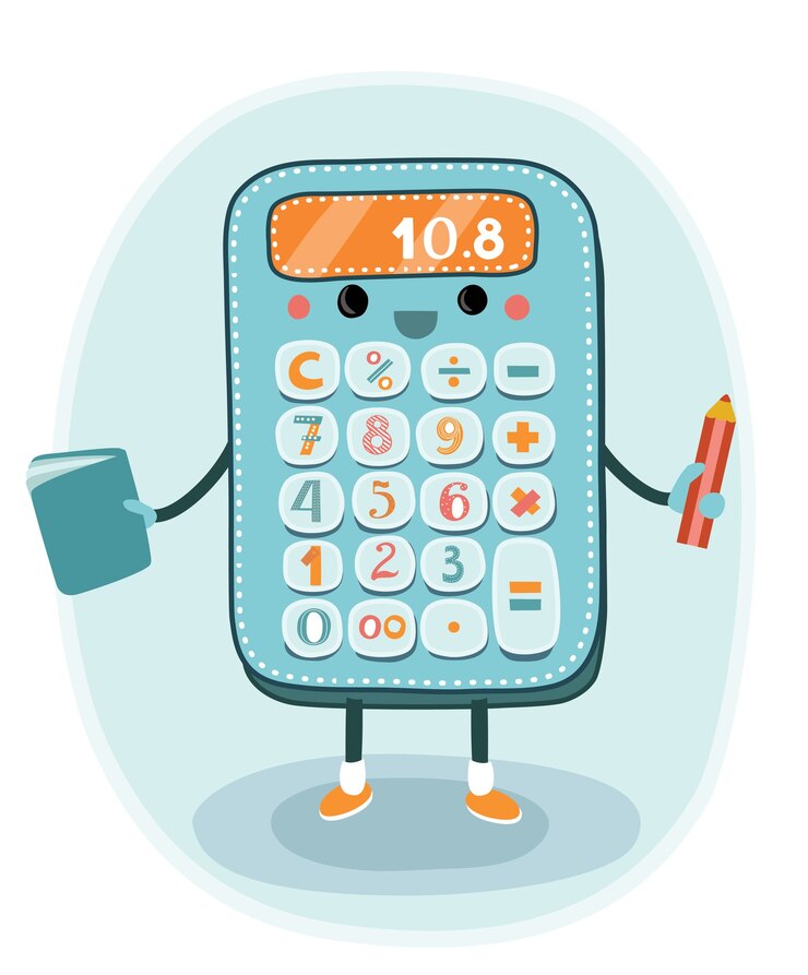 Vector calculadora electrónica sonriente de dibujos animados