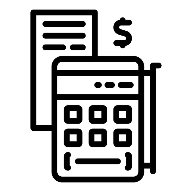 Calculadora de finanzas icono contorno vector libertad de dinero trabajo libre