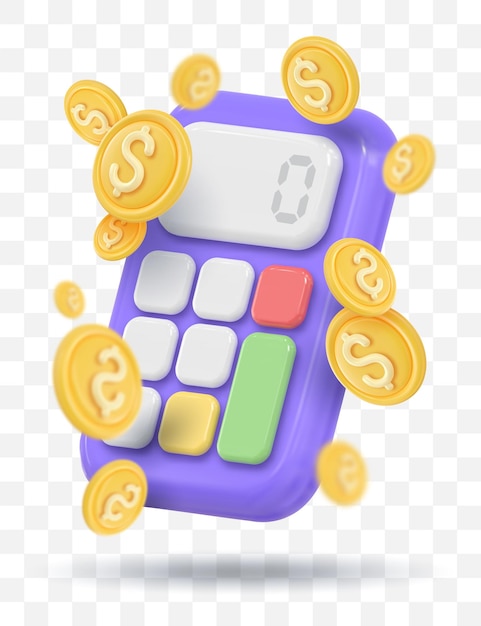 Calculadora de iconos 3D Concepto de gestión financiera