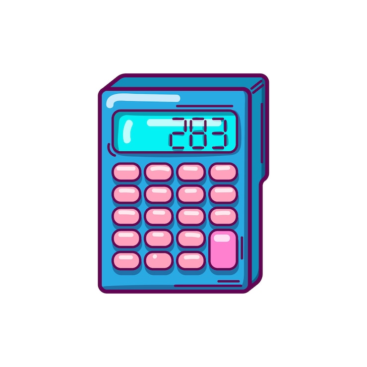 Vector calculadora isométrica dibujada a mano en estilo garabato aislada sobre fondo blanco