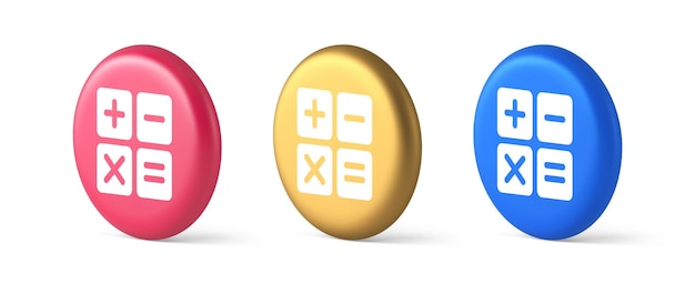 Calculadora matemática botón de conteo balance de contabilidad matemáticas financieras teclado 3d icono de círculo