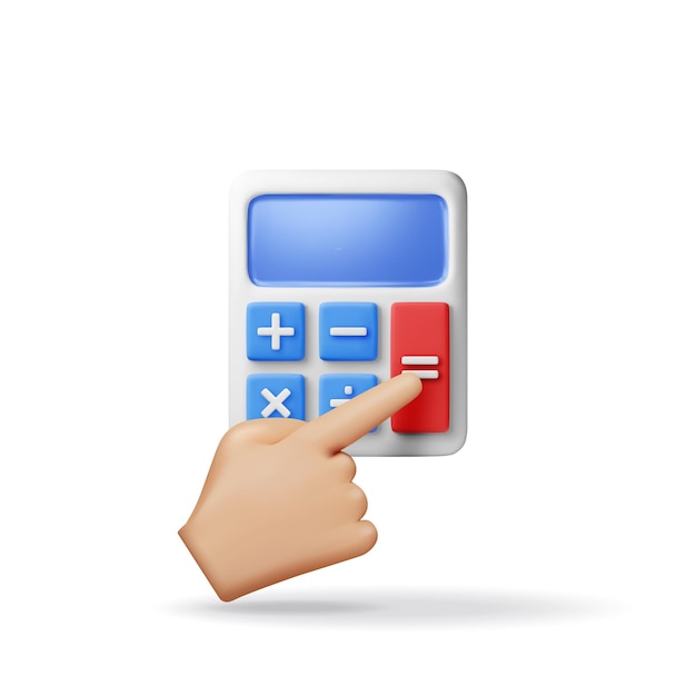 Calculadora moderna en 3D en la mano