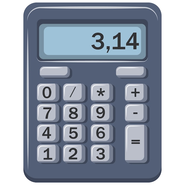Calculadora de números Pi Calculadora gris con pantalla azul