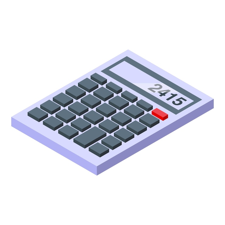 Vector calculadora de oficina que muestra el número 2415 en la pantalla
