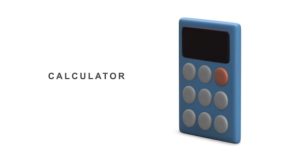 Calculadora realista en 3D sobre un fondo blanco Ilustración vectorial