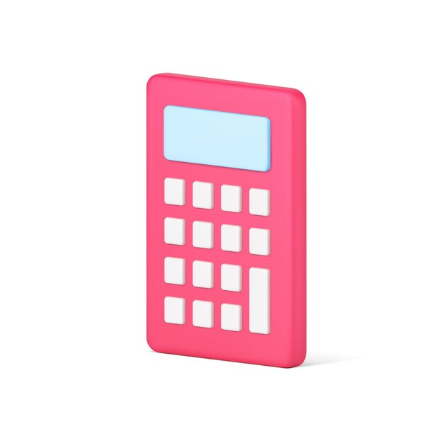 Calculadora roja icono 3d dispositivo informático con botones blancos