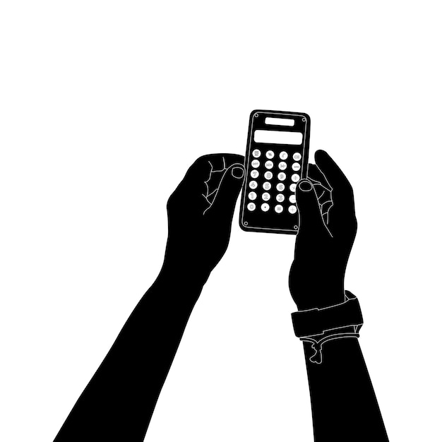 Vector calculadora de la silueta con la mano