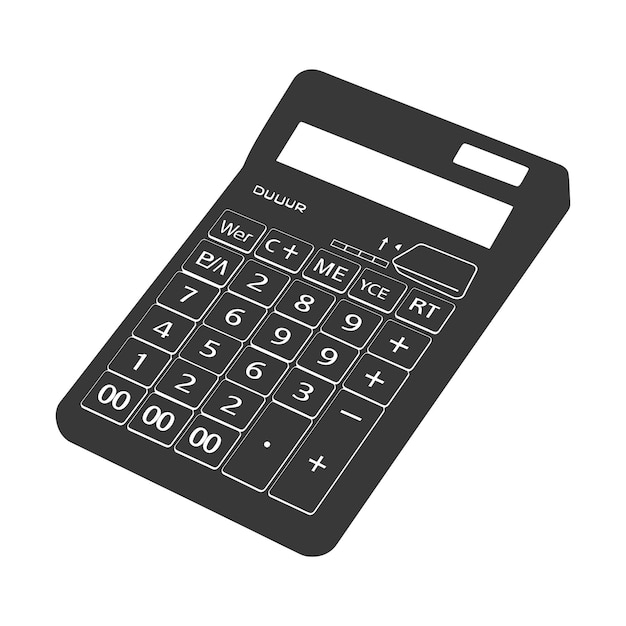 Vector calculadora de silueta utilidad de oficina sólo color negro