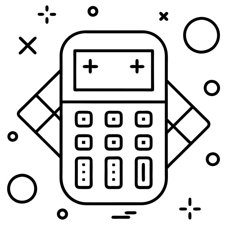 Vector calculadora y símbolos matemáticos diseño vectorial