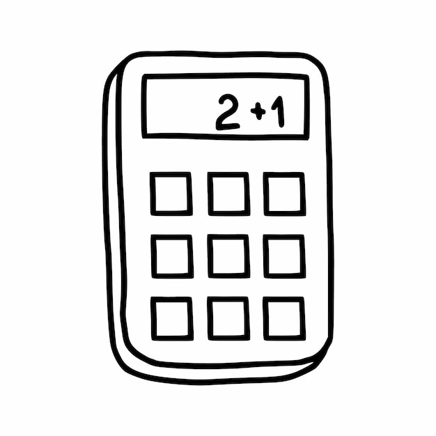 Calculadora sobre fondo blanco Vector doodle ilustración Icono de contorno