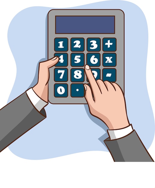 Calculadora con vector de ilustración plana de dibujos animados a mano aislado en fondo blanco
