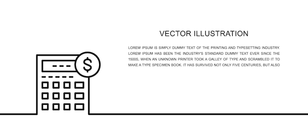 Calculadora vectorial teneduría de libros contabilidad economía icono de una línea Ilustración continua de una línea