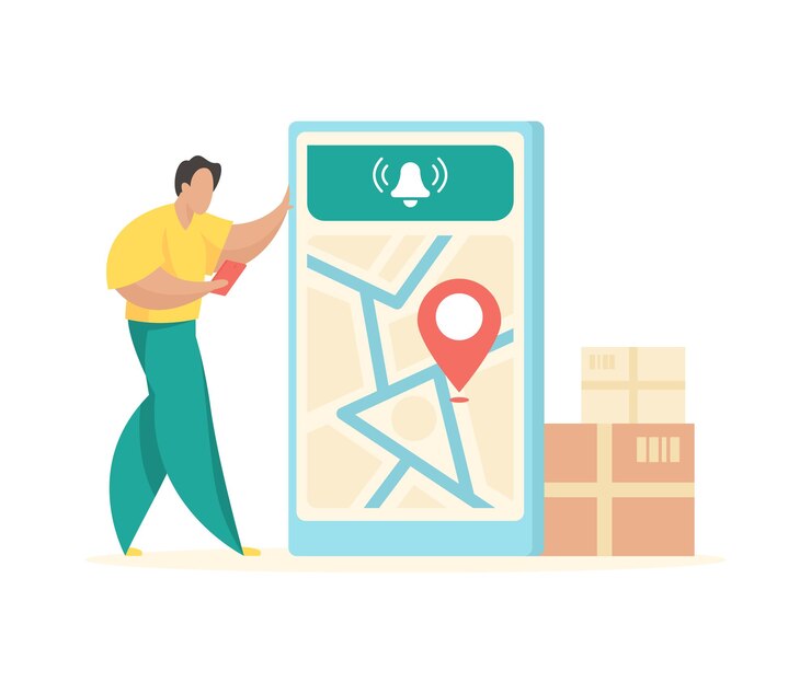Vector cálculo de logística de entrega área de mapas web móvil ilustración plana vectorial