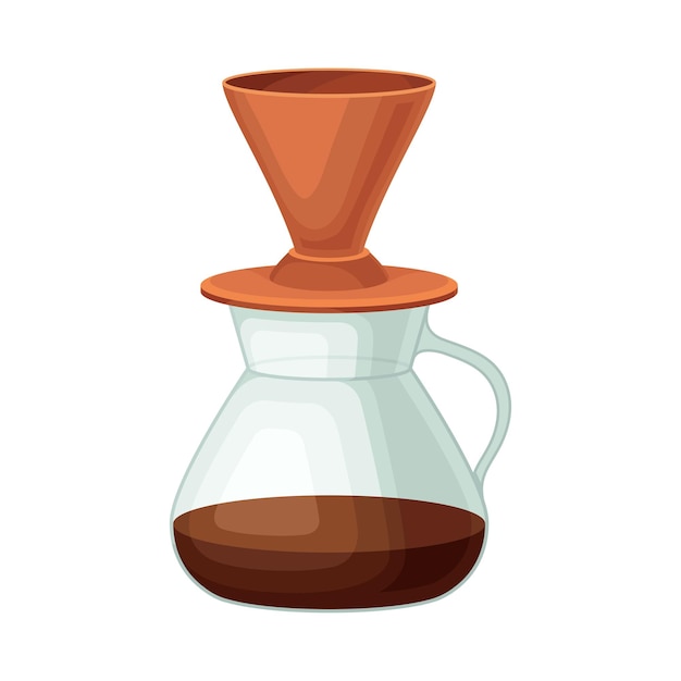 Caldera de vidrio para hacer té o café Elemento ilustrado vectorial Artículo doméstico útil Aparato de cocina para preparar té