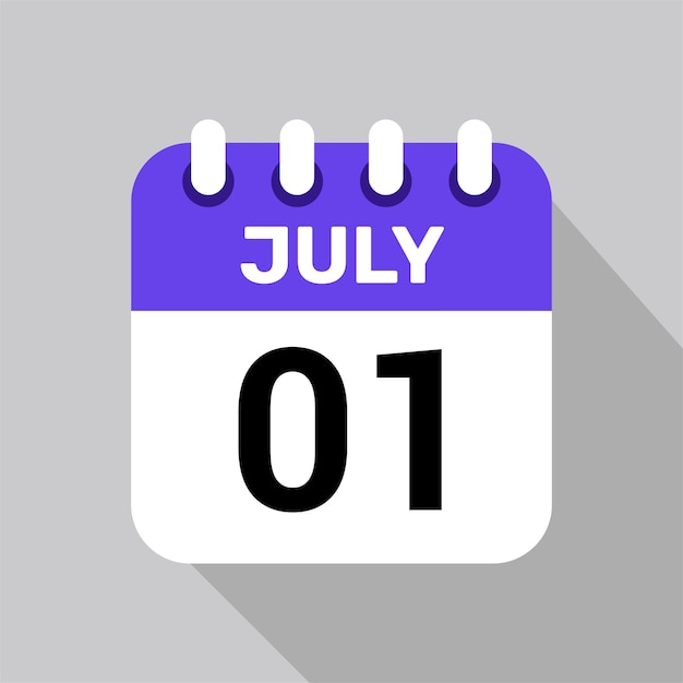 Calendario 1 de julio icono vectorial fondo de la ilustración