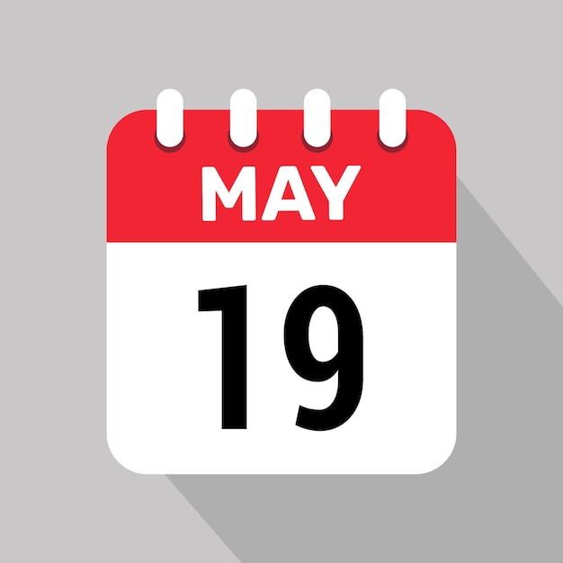 Calendario 19 de mayo Icon Vector diseño gráfico Ilustración de fondo