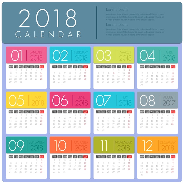 Vector calendario 2018