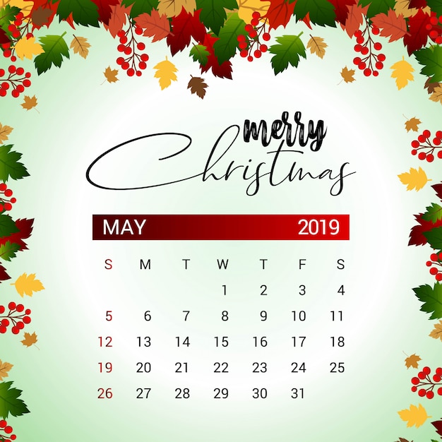 Vector calendario 2019 mayo