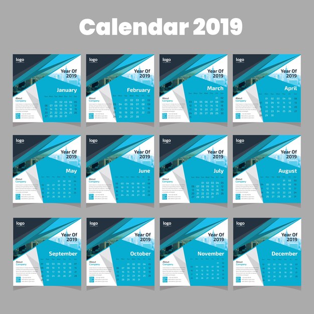 Vector calendario 2019