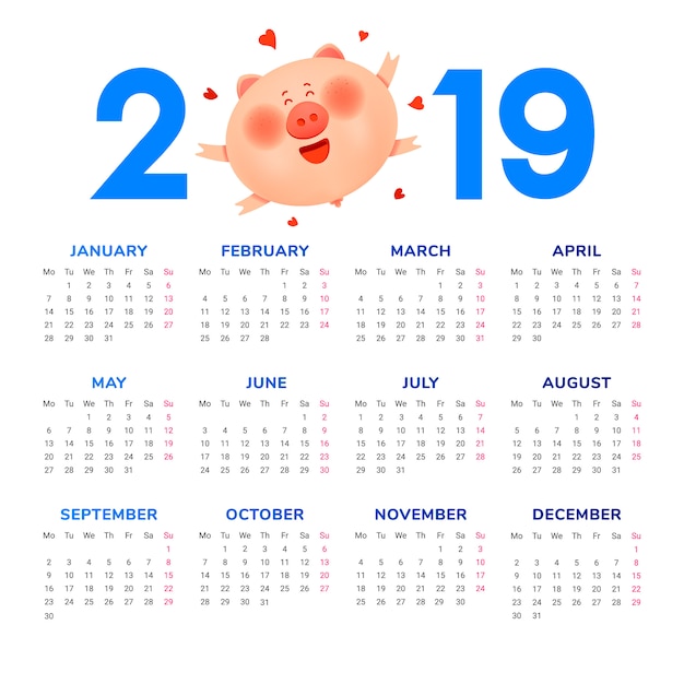 Calendario para el 2019.