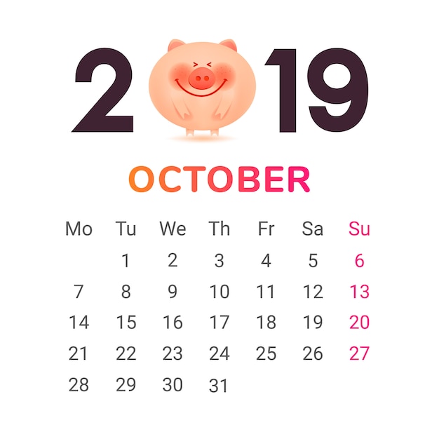 Vector calendario para el 2019.