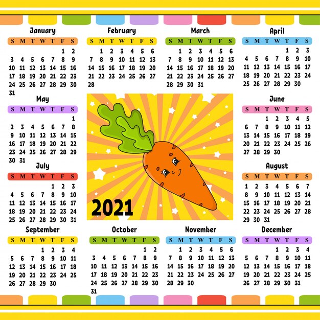 Calendario para 2020 con un lindo personaje.