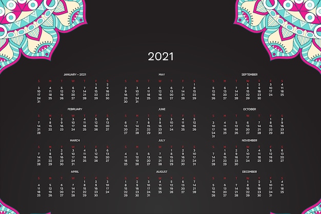 Calendario 2021 con mandala oriental