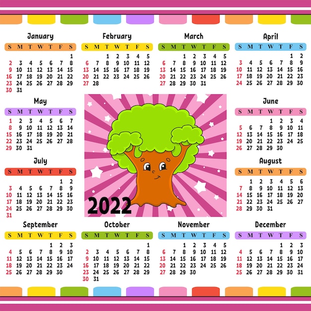 Calendario para 2022 con un lindo personaje.