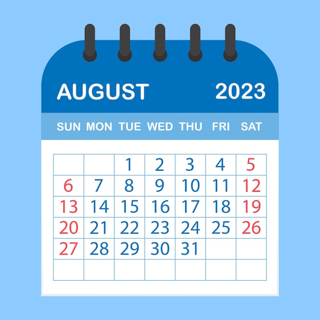 Vector calendario 2023 agosto