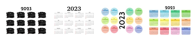 Calendario para 2023 aislado en un fondo blanco