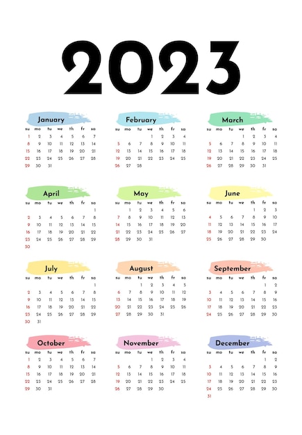 Vector calendario para 2023 aislado en un fondo blanco