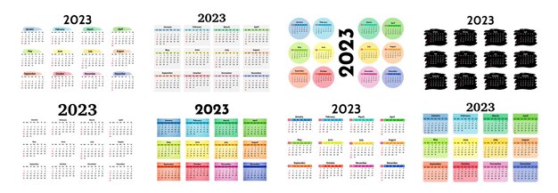 Calendario para 2023 aislado en un fondo blanco