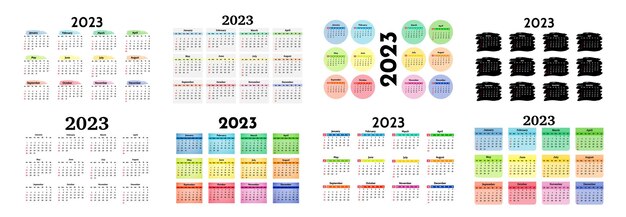 Calendario para 2023 aislado en un fondo blanco