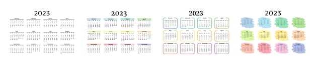 Calendario para 2023 aislado en un fondo blanco