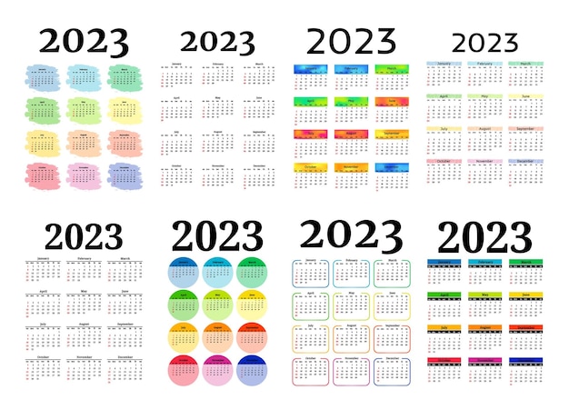 Calendario para 2023 aislado en un fondo blanco