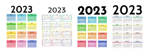 Calendario para 2023 aislado en un fondo blanco