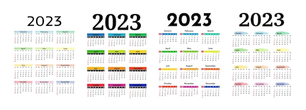 Calendario para 2023 aislado en un fondo blanco