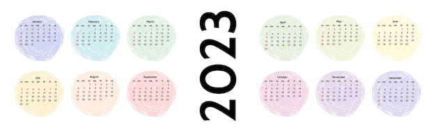 Vector calendario para 2023 aislado en un fondo blanco