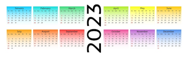 Vector calendario para 2023 aislado en un fondo blanco