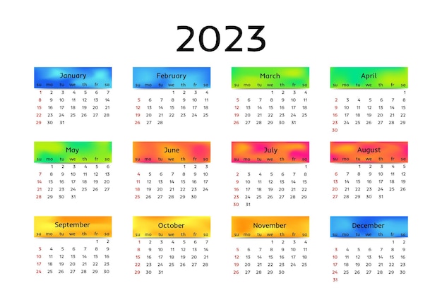 Vector calendario para 2023 aislado en un fondo blanco