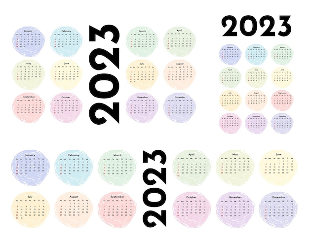 Calendario para 2023 aislado en un fondo blanco