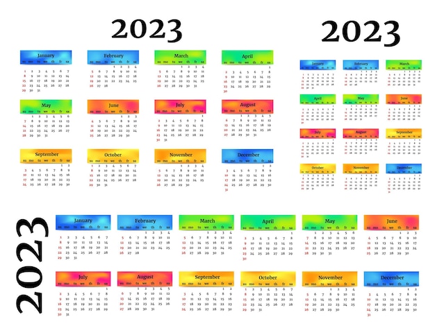 Calendario para 2023 aislado en un fondo blanco