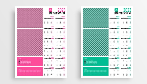 Calendario 2023. Plantilla de diseño de calendario. Diseño de calendario de pared 2023.