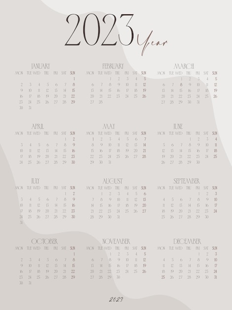 Vector calendario para 2023