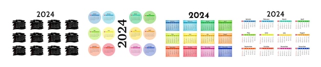 Calendario para 2024 aislado sobre un fondo blanco