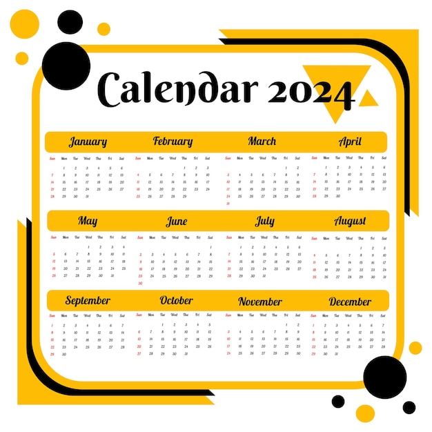 Vector calendario 2024 con diseño plano.