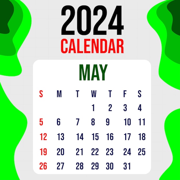 Vector calendario 2024 diseño de plantilla colorida